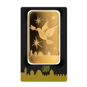 100g Gold Bar Dove of Peace in Assay - front