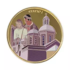 State Medal, Statio I, Jesus is condemned to death, Bronze 24k Gold-Plated, 39 mm, 26.2 gr - Obverse