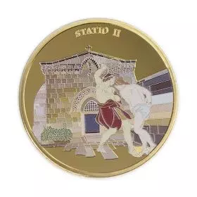 State Medal, Statio II, Jesus carries his cross, Bronze 24k Gold-Plated, 39 mm, 26.2 gr - Obverse