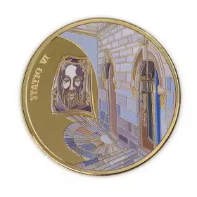 Staatsmedaille, SStation VI, Veronica wischt das Gesicht Jesu ab, 24K vergoldetes Bronze, 39 mm, 26.2 g - Vorderseite