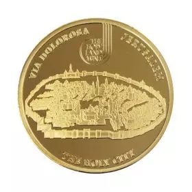 State Medal, Statio VII, Jesus falls the second time, Bronze 24k Gold-Plated, 39 mm, 26.2 gr - Reverse