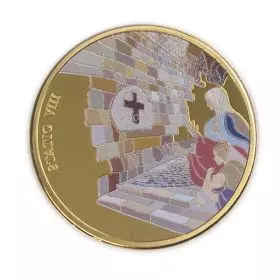 State Medal, Statio VIII, Jesus meets the women of Jerusalem, Bronze 24k Gold-Plated, 39 mm, 26.2 gr - Obverse