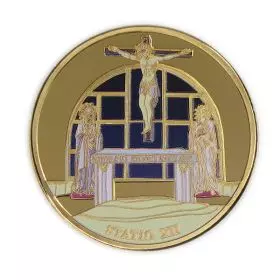 VIA DOLOROSA, Way of Suffering, Station XII - Jesus dies on the cross, 24k Gold-Plated State Medal 