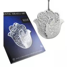Israeli gift, Dove hamsa silver plated, Silver Plated, 13X13 cm
