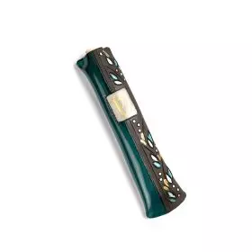 Israeli gifts, Biblical Series Mezuzah Case with Turquoise coloring