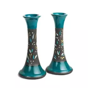 Israeli gifts, Candlestick Set The Biblical Series in Turquoise and Gold
