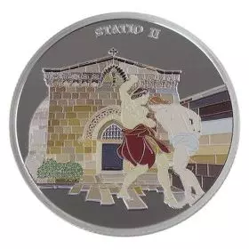 Staatsmedaille, Station II, Jesus trägt sein Kreuz, Silber 999, 39 mm, 1 Unze - Vorderseite