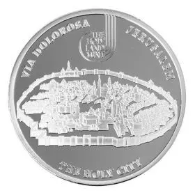 VIA DOLOROSA, Station III - Jesus falls the first time, Silver 999, 39 mm, 1 oz
