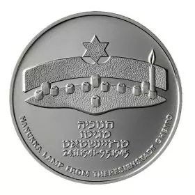 Commemorative Coin, Hanukka Lamp from Theresienstadt, Silver 850, Proof , 37 mm, 28.8 gr - Obverse