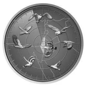Staatsmedaille, Wiedehopf, Vögel Israels, Silber 999, 50 mm, ½ Unze - Rückseite