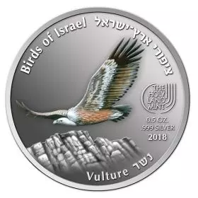 State Medal, Vulture, Birds of Israel, Silver 999, 50 mm, ½ oz - Obverse
