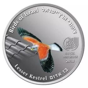State Medal, Lesser Kestrel, Birds of Israel, Silver 999, 50 mm, ½ oz - Obverse