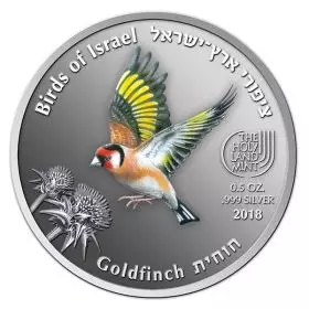 State Medal, Goldfinch, Birds of Israel, Silver 999, 50 mm, ½ oz - Obverse