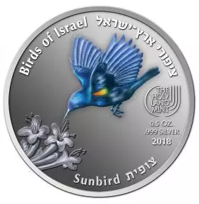 State Medal, Sunbird, Birds of Israel, Silver 999, 50 mm, ½ oz - Obverse