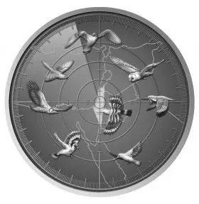Staatsmedaille, Honigsauger, Vögel Israels, Silber 999, 50 mm, ½ Unze - Rückseite