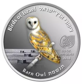 State Medal, Barn Owl, Birds of Israel, Silver 999, 50 mm, ½ oz - Obverse