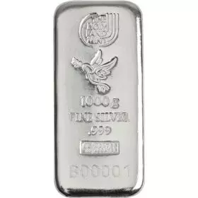 1000 grams Silver Bar - Dove of Peace