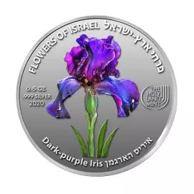 Dunkelviolette Iris, Silber 999, 50 mm, ½ Unze - Vorderseite
