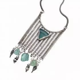 Silver Handcrafted Pendant Necklace with Roman Glass