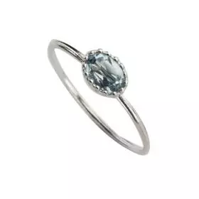 March Birthstone - 925 Silver Sky Blue Topaz Crown Ring