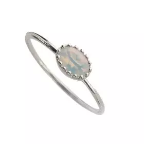 925 Silver Opal Crown Ring - October Birthstone