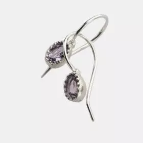 Silver Amethyst Crown Earrings - February Birthstone