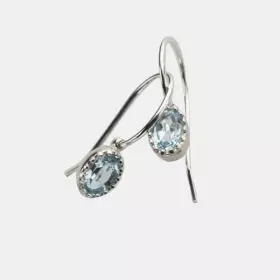 Silver Sky Blue Topaz Crown Earrings - March Birthstone