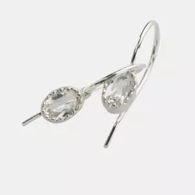 Silver White Topaz Crown Earrings - April Birthstone