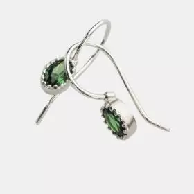 Silver Emerald Zircon Crown Earrings - May Birthstone