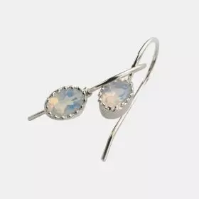 Silver Opal Crown Earrings - October Birthstone