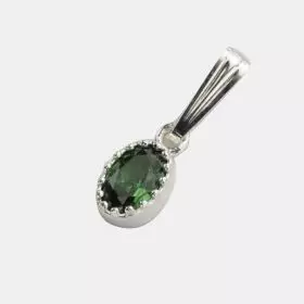 Silver Emerald Zircon Crown Pendant - May Birthstone