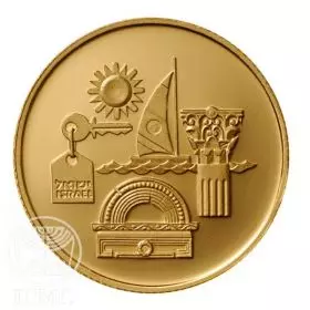 Commemorative Coin, Tourism Israels 45th Anniversary, Proof Gold, 30 mm, 17.28 gr - Obverse