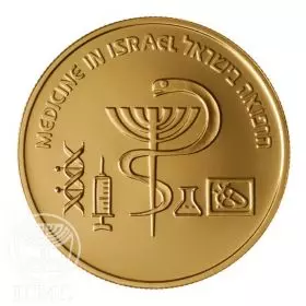 Commemorative Coin, Medicine in Israel, Proof Gold, 30 mm, 17.28 gr - Obverse