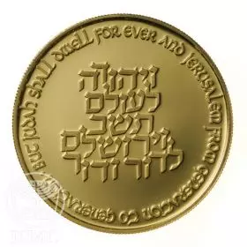 מטבע זיכרון, 3000 שנה לירושלים, זהב קשוט, 30 מ"מ, 16.96 גרם - צד הנושא