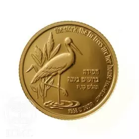 Commemorative Coin, Stork and Fir Tree, Proof Gold, 18 mm, 3.46 gr - Obverse