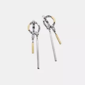 Back Clasp Silver Earrings set with Zircons and 9k Gold