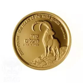 Commemorative Coin, Wild Goat and Shittah (Acacia) Tree, Proof Gold, 18 mm, 3.46 gr - Obverse
