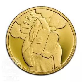 Commemorative Coin, Moses and the Ten Commandments, Prooflike Gold, 13.92 mm, 1.24 gr - Obverse