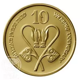 10th Wedding Anniversary, 14k Gold 30.5mm Medal