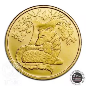 Commemorative Coin, Wolf with the Lamb, Prooflike Gold, 13.92 mm, 1.24 gr - Obverse