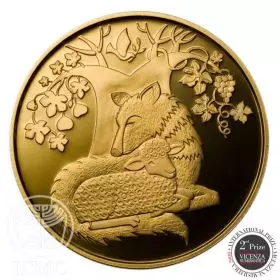 Commemorative Coin, Wolf with the Lamb, Gold 917, Proof, 30 mm, 16.96 g - Obverse
