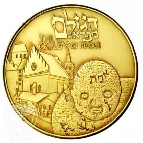 Official Medal, Golem of Prague, Jewish Folktales, Gold 585, 30.5 mm, 17 gr - Obverse