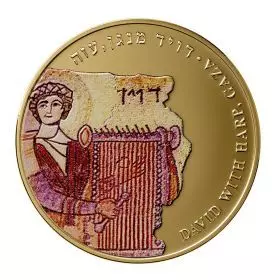 ダビデとハープ - 「聖地の古代モザイク画」1オンス　純金