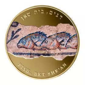 魚 - 「聖地の古代モザイク画」1オンス　純金