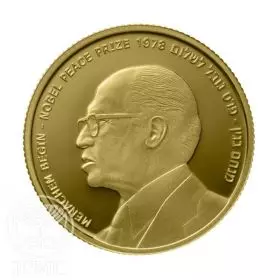 Commemorative Coin, Menachem Begin, Proof Gold, 30 mm, 16.96 gr - Obverse