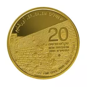 Commemorative Coin, The Western Wall, Gold 9999, BU, 32 mm, 1 oz - Obverse