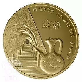 Commemorative Coin, Tel Megiddo, Proof Gold, 30 mm, 16.96 gr - Obverse