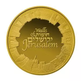 جدران القدس - 1 أونصة بوليون ذهب 9999, 32 مم, البوليون الثالث بسلسلة "مناظر القدس الطبيعية"