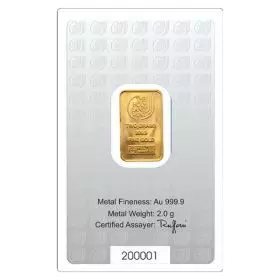 2g Gold Bar Dove of Peace in Assay - back