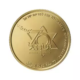 Gedenkmünze, Israels 70. Jahrestag, Gold 916, Proof, 30 mm, 16.96 g - Vorderseite